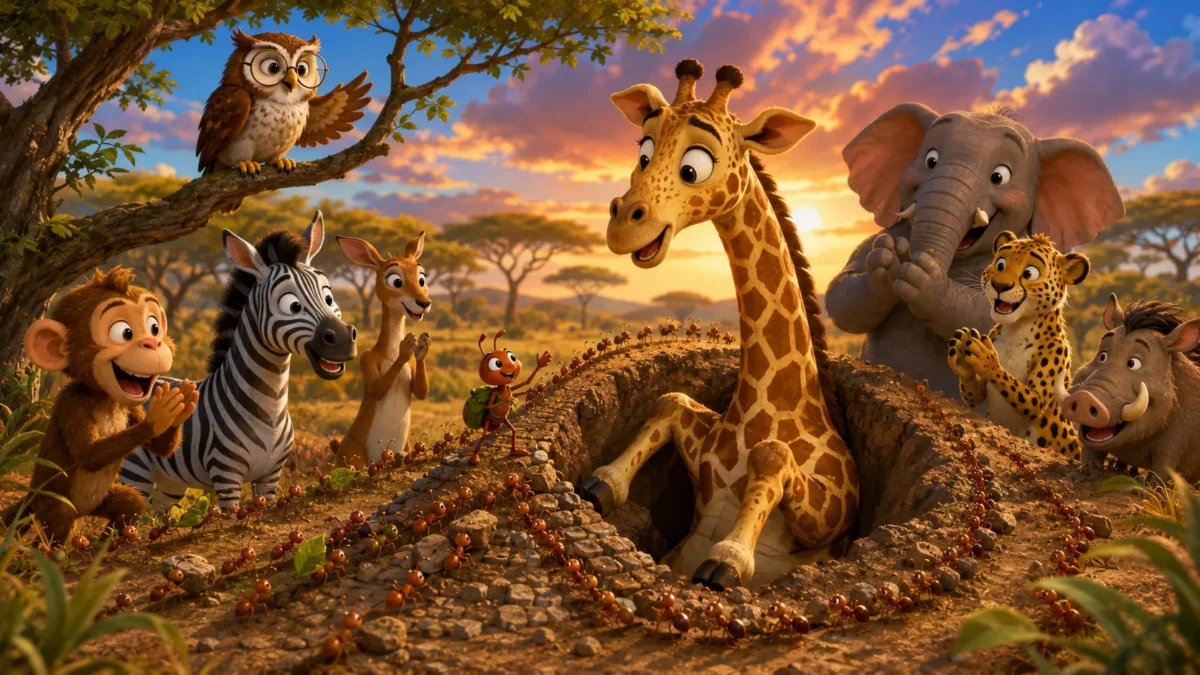 Gıdıklanan Zürafa Savana ve Karınca Nara